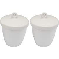 Mxfans 2 x Crisol de cerámica de 25 ml de alta temperatura con tapa para horno de muffle